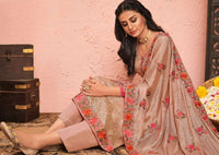 Latte & Red Georgette Sequence Heavy Embroidery Work Pant Suit