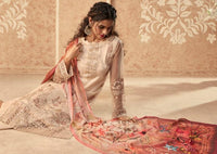 Beige Floral Net Embroidered Banglori Silk Pant Suit
