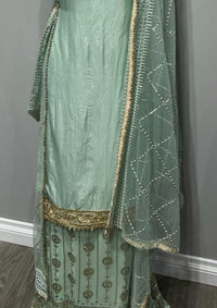 Mint Green Upada Silk Sequins Embroidered Suit