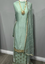 Mint Green Upada Silk Sequins Embroidered Suit
