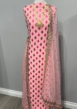 Salmon Pink Georgette Full Embroidered Sequins Suit