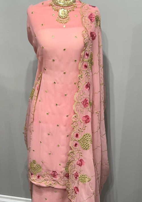 Blush Georgette Full Embroidered Sequin Suit