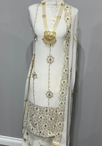 White Georgette Full Embroidered Sequin Suit