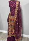 Burgundy Georgette Full Embroidered Sequence Suit