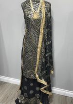 Black White & Gold Georgette Full Embroidered Sequin Suit