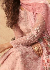 Pink Floral Net Embroidered Banglaori Silk Pant Suit