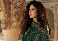 Sea Green & Dark Green Satin Muslin Embroidered Palazzo Suit