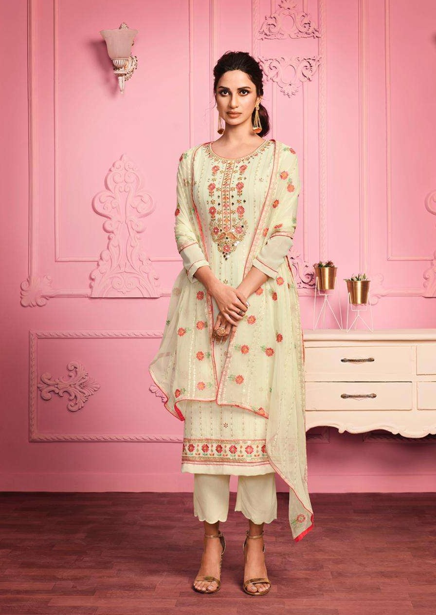 Pista Georgette Mirror Heavy Embroidered Pant Suit