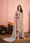 Light Grey & Coral Georgette Front Heavy Embroidery Work Pant Suit