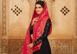 Black & Red Schiffli Georgette Embroidery Work Pant Suit