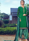 Green & Teal French Crepe Embroidered Digital Print Salwar Suit