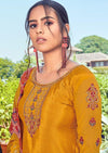 Mustard & Rust French Crepe Embroidered Digital Print Salwar Suit