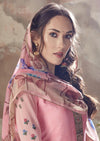 Salmon Pink Floral Crepe Silk Embroidered Digital Print Patiala Suit