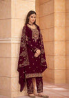 Maroon Heavy Blooming Georgette Diamond Embroidered Pant Suit