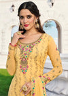 Yellow Georgette Full Heavy Embroidered Palazzo Suit