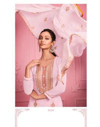 Pale Pink Georgette Sequence Heavy Embroidered Pant Suit