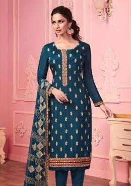 Navy Blue Georgette Sequence Heavy Embroidered Pant Suit
