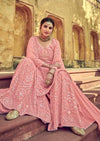 Pink Heavy Georgette Full Embroidered Gharara Suit