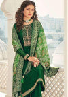 Emerald Heavy Chinon Embroidered Digital Print Palazzo Suit