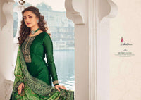 Emerald Heavy Chinon Embroidered Digital Print Palazzo Suit