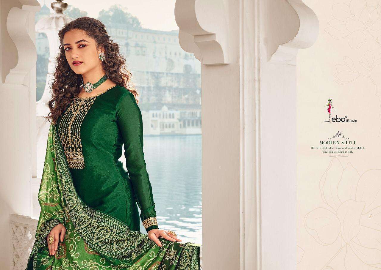 Emerald Heavy Chinon Embroidered Digital Print Palazzo Suit