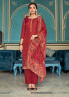 Maroon Pure Viscose Upada Jacquard Lace Embroidered Pant Suit