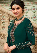 Dark Green Heavy Georgette Embroidered Pant Suit