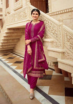 Magenta Heavy Georgette Embroidered Pant Suit