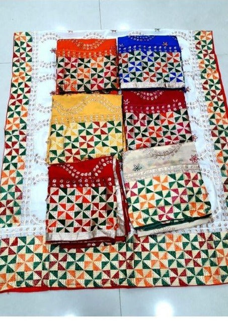 White Beautiful Phulkari Embroidered Georgette Dupatta