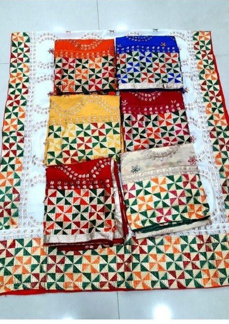 Red Beautiful Phulkari Embroidered Georgette Dupatta