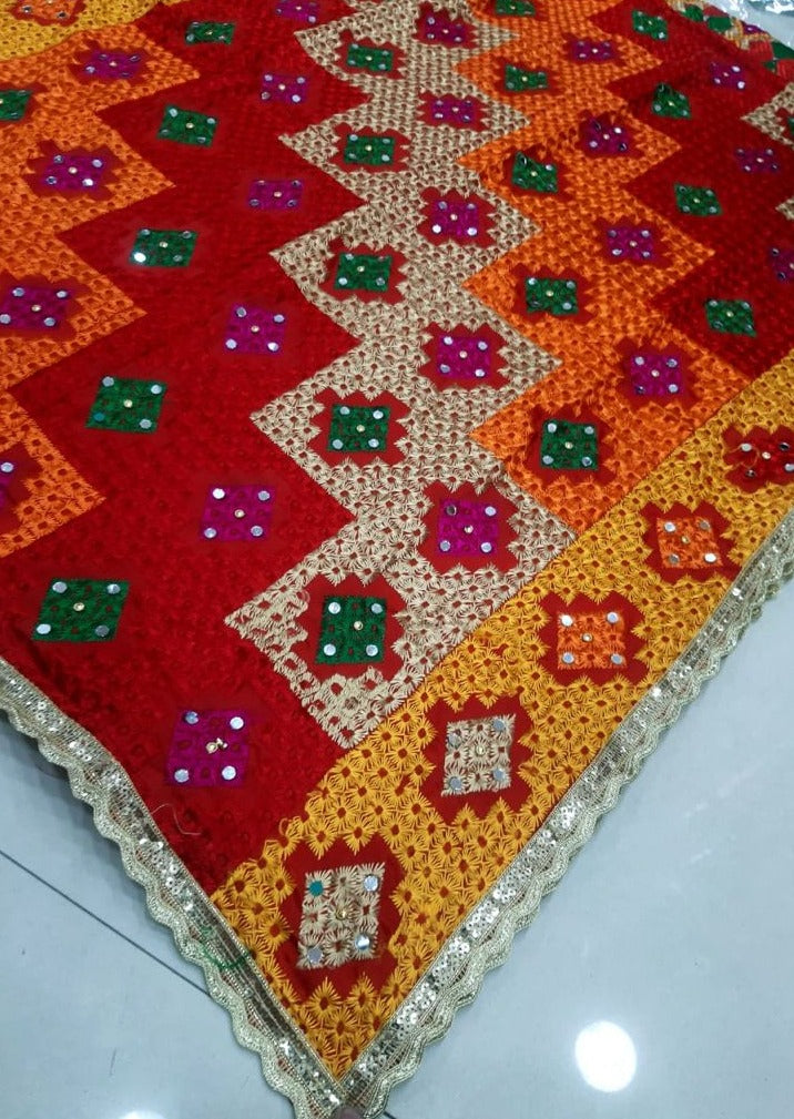 Beautiful Phulkari Embroidered Chiffon Dupatta