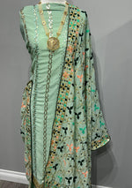 Mint Green Georgette Embroidered With Phulkari Dupatta Suit