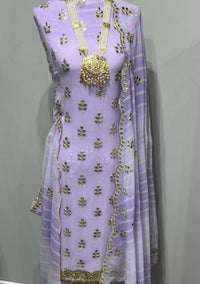 Lilac Georgette Full Embroidered Sequence Suit