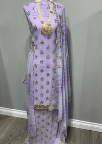 Lilac Georgette Full Embroidered Sequence Suit
