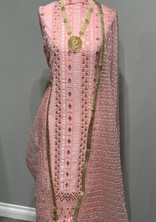 Pink georgette Full Embroidered Sequin Suit