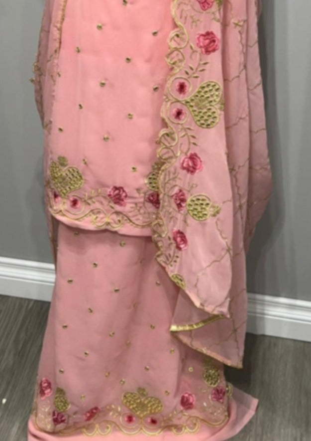 Blush Georgette Full Embroidered Sequin Suit