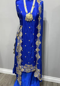 Royal Blue Upada Silk Full Embroidered Sequin Suit