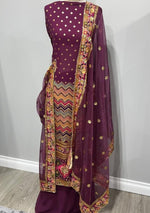 Burgundy Georgette Full Embroidered Sequence Suit