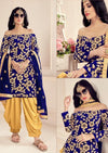 Royal Blue & Gold Velvet Stone Embroidered Patiala Suit