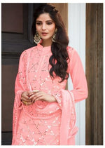 Pink Heavy Georgette Mirror Embroidered Gharara Suit