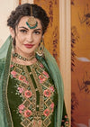 Olive Green Baluming Georgette Khalti Embroidered Gharara Suit