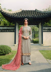 Grey & Pink Pure Viscose Chinon Sequins Embroidered Palazzo suit