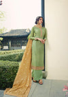 Mint Green & Beige Pure Viscose Chinon  Sequins Embroidered Palazzo Suit