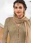 Sage Floral Faux Georgette Embroidered Pant Suit