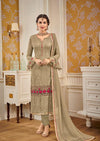 Sage Floral Faux Georgette Embroidered Pant Suit