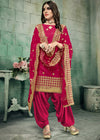 Pink Chanderi Silk Embroidered Patiala Suit