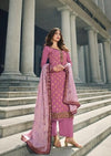 Pink & Lavender Dola Jacquard Heavy Embroidered Palazzo Suit