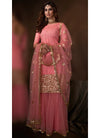 Pink Sequins Embroidered Net Gharara Suit