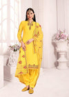 Yellow Satin Georgette Embroidered Salwar Suit