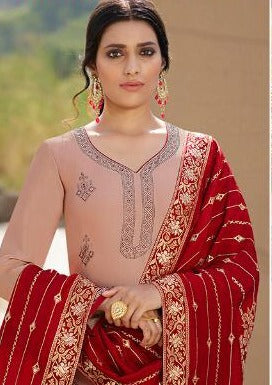 Dusty Rose Swarovski Satin Georgette Embroidered Pant Suit